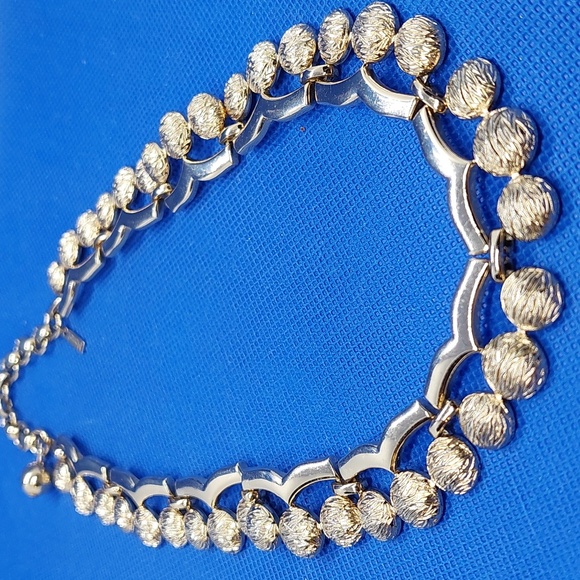 MONET Vintage MCM Goldtone Chunky Statement Link Textured Balls Choker Necklace - Picture 15 of 15